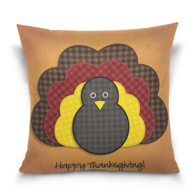 

ALAZA Thanksgiving Throw Pillow Cover 16 X 16 inch Cushion Cover with Turkey Card Printed Pillowcase