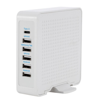 

EU Plug 6 Ports USB Charger Rapid Charging Station Hub Type-c Phone Computer USB Fast Charger