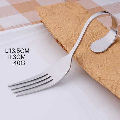 

Toponeto Stainless Steel Curved Handle art Fork Salad Round Spoon Tip Spoon Soup Spoon