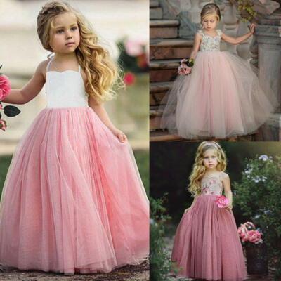 

Cute Toddler Kids Baby Girls Flowers Party Pageant Lace Tutu Tulle Dress Summer