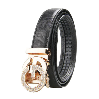 

BPSTAR Womens Automatic Buckle Genuine Leather Ladys Ratchet Holeless Belt Business High Quality Womens Real Belt for Pants