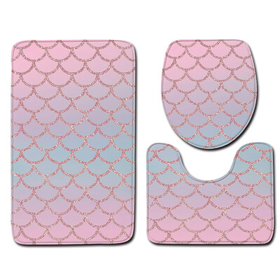 

JPGIF 3pcs Non-Slip Fish Scale Bath Mat Bathroom Kitchen Carpet Doormats Decor