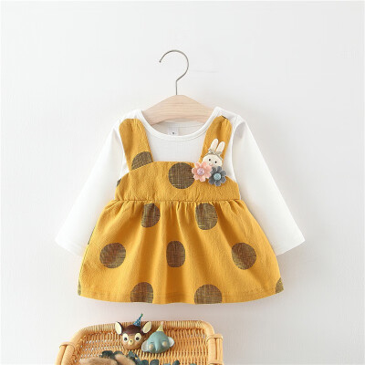 

Spring Autumn Baby Children Dresses Girl Long Sleeve Cotton Cute Big Dot Dress Infant Kid Princess Dress