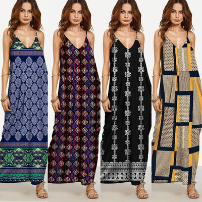 

Women&39s Summer Floral Boho Bohemian Long Maxi Dress Chiffon Party Beach Dresses
