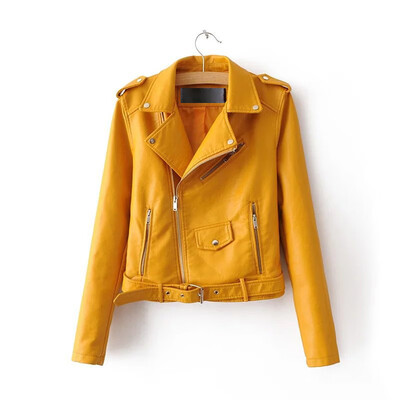 

Women Fashion Motorcycle Zipper PU Leather Coat Women Basic Street Jackets EFINNY Autumn New Short Faux Soft Leather Jacket
