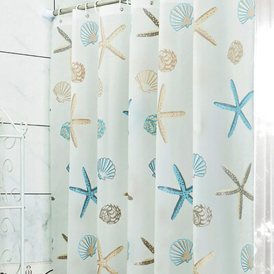 

shower curtain Bathroom PEVA Beach Shell Bathroom Waterproof Mildew Proof Shower Curtain With 12pcs Curtain Hooks Rings