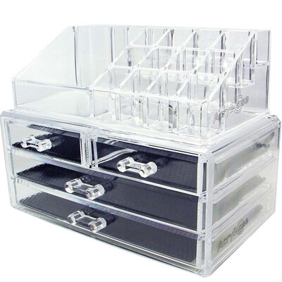 

Clear Acrylic Makeup Storage Case Nail Polish Rack Lipstick Cosmetic Storage Box Holder Makeup Brush Organizer