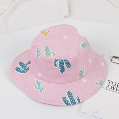 

2019 New Autumn Baby Boys Girls Toddler Cartoon Cactus Print Bucket Hats Caps Reversible Sun Headwear