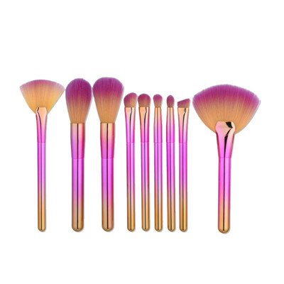 

Professional Makeup Brushes 9 pcs Set Synthetic Make up Brush Tools Accessories Cosmetics Kit 2 Colorful