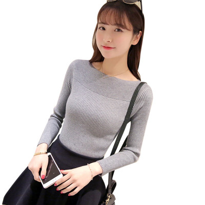 

Womens Sweater Sexy Casual Solid Sweaters Autumn Slash Neck Long Sleeve Tops Jumper Wild Fashion Sweaters