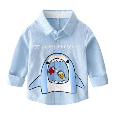 

Autumn Toddler Boy Shirts Baby Boys Long Sleeve Cartoon Shark Print T-Shirts Kids Tops Casual Tees Shirts for boys