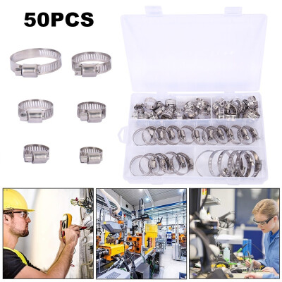 

50100PCS Stainless Steel Pipe Hose Clips Clamps Set Assortment For Hardware