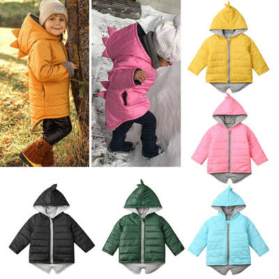 

Kids Toddler Baby Girl Boy Hoodie Zipper Coat Warm Jacket 3D Dinosaur Outwear