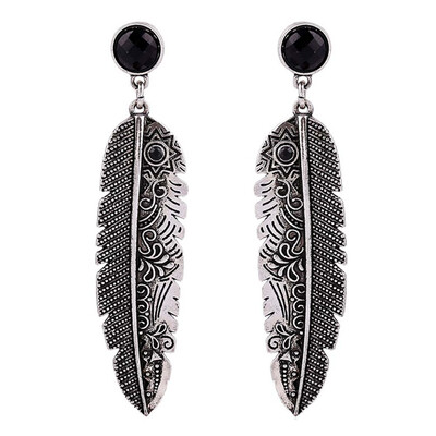 

Women Fashion Hollow Retro Earings Vintage Black Long Earring Leaf Drop Stud Dangle Earrings for Women Auger