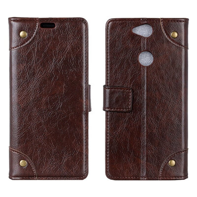 

MOONCASE Sony Xperia XA2 Plus Copper Buckle Napa Leather Case - Coffee