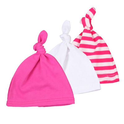 

New 3pcslot Baby Hats PinkBlue Star Printed Striped Baby Hats Newborn Baby Accessories Caps