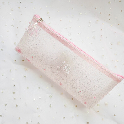 

Pencil Bag Stationery Bag Transparent Frosted Cherry Chalk Bag Stationery Box