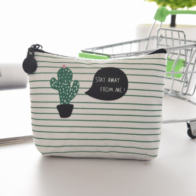 

Creative&Cute Cactus Canvas Coin Purse Portable Change Cash Bag Zipper Mini Small Purse Wallets