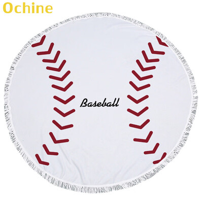 

150cm Summer Swimming Bath Towel Ball Pattern Round Microfiber Fringed Beach Towel Mat Carpet Blanket