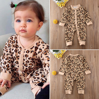 

Infant Baby Girl Clothes Long Sleeve Leopard Romper Jumpsuit Bodysuit Outfit Set