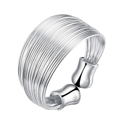 

Multi Lines Design Women Girls Opening Style Rings Silver Plated Circlet Fashion Jewelry