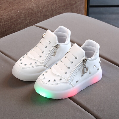 

Autumn Children Shoes Girl Fashion LED Lights Soft Casual Sports Walking Toddler Shoes