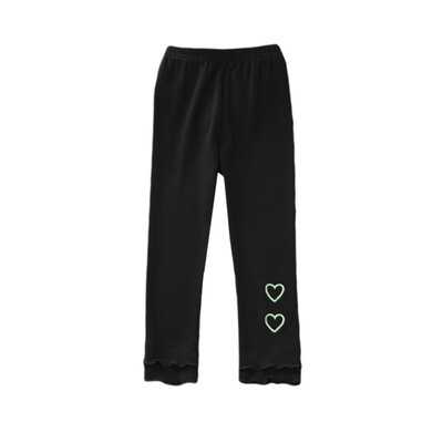 

Childrens Pants Children Spring Autumn Casual Cute Love Embroidered Wood Ear Princess Soft Cotton Sweet Leggings girl trousers
