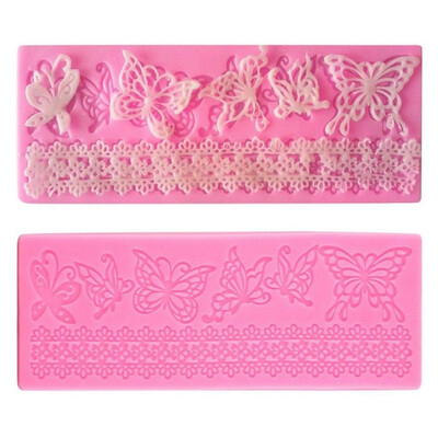 

Butterfly Lace Fondant Cake Surrounded By Decorative Silicone Mold DIY Baking Tools Kitchen Dining Bake Ware Cake Tools