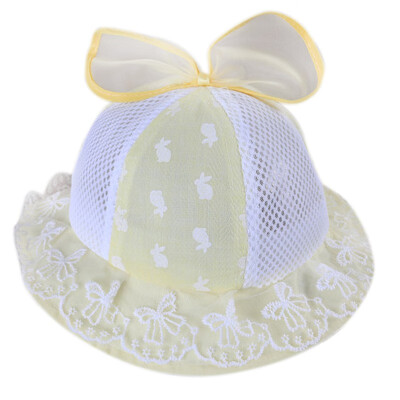 

Cute Summer Mesh Baby Girl Printed Lace Hat Beach Cap Bow Bucket Sun Cap