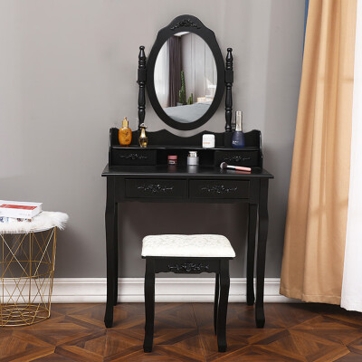 

Siaonvr Vanity Table Set With Oval Mirror With 4 Drawers Dressing Table Cushioned Stool