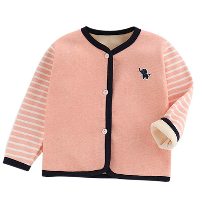 

Autumn Children Kids Coat 3M-4Y Warm Cotton Soft Cartoon Pattern Long-sleeve Thick Baby Bottoming Shirt Coat 5 Colors