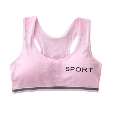 

Teenagers Girls Sports Bra Puberty Gym Underwear Wireless Teenager Girls Sports Bra with Chest Pad Cotton Young Girls Training B