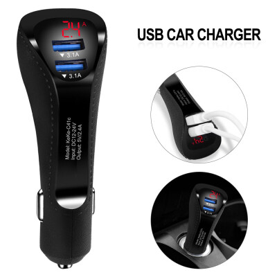 

Multifunctional digital display car charger with dual USB interface