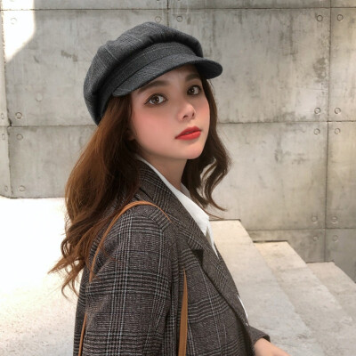 

Tailored Winter Vintage Women Winter Plaid Hat Newsboy Beret CapBerets