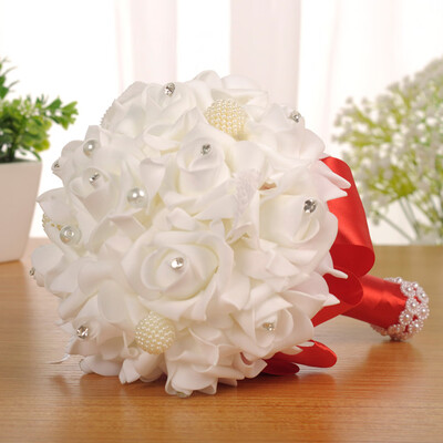 

Toponeto Crystal Roses Bridesmaid Wedding Bouquet Bridal Artificial Silk Flowers