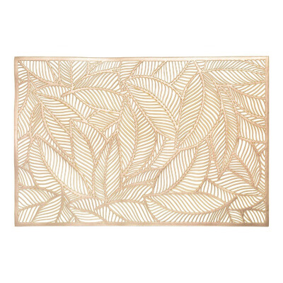 

PVC Gold Stamp Placemat Leaf Pattern Rectangle Western Table Mat Household Simple Placemat