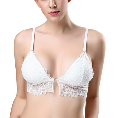 

Women Lace Push Up Seamless Sexy Front Closure Bras Top Sales Adjusted Straps Spaghetti Straps Female Lady  Solid Bra