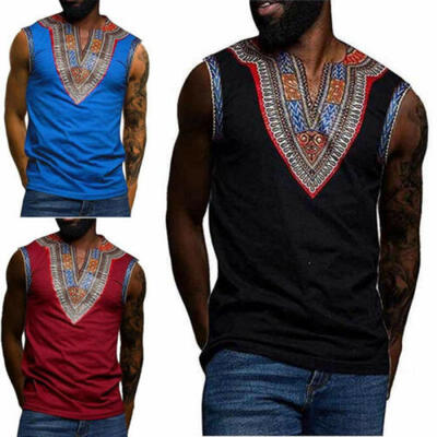 

African Tribal Shirt Men Dashiki Print Succinct Hippie Top Blouse Clothing -3XL