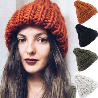 

US Women Thick Crochet Knitted Ski Beanie Cap Ladies Baggy Winter Warm Hats New