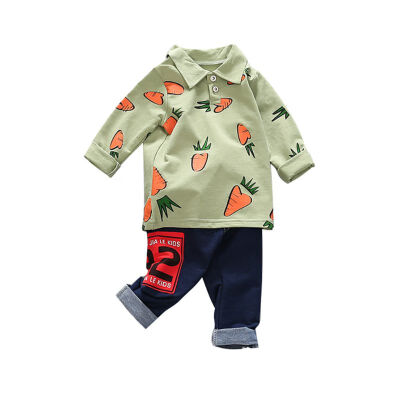 

0-4T Spring Autumn Casual Baby Long Sleeve Printing Top And Jeans Kids Two-piece Outfit Set