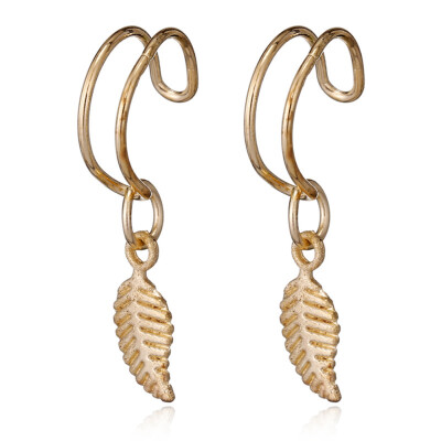 

Vintage Leaf Clip Earrings Simple U Shape Alloy Clips Punk Earring
