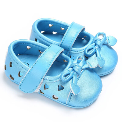 

Baby Girls Princess Shoes Kids Newborn PU Leather Bow Hollow Heart-Shaped Soft Soled Anti-Slip Shoe