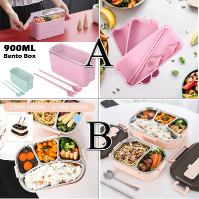 

90010001300 ML Portable Stainless Steel Bento Box Eco-Friendly Lunch Box Spoon Dinnerware Bento Box Food Storage Container