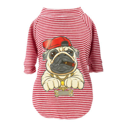 

Pet Spring Summer Clothes Long Sleeves Cotton Fabric Costume Dogs Cotton Vest Tshirt Stripes&Hip Hop Dogs Pattern