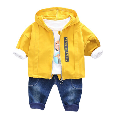 

Autumn Baby Boy Girl Cute Long Sleeve Cartoon Print T-shirt Hoodie Letters Sweatshirt Denim Trousers Casual Outfits