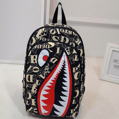 

Men Women Casual Trend Mouth Schoolbag Canvas Shoulders Bag Travel Bag