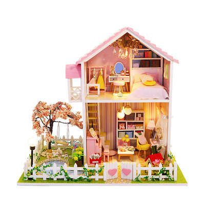 

Gobestart 3D Wooden DIY Miniature Doll house Furniture Flower Room Decorate Craft Toy Gift
