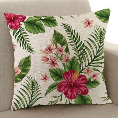 

〖Follure〗Plant Toucan Linen Pillowcase Sofa Throwing Pad Set Home Decoration