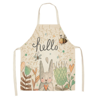 

1Pcs 6849cm Lovely Cartoon Rabbit Printed Kitchen Aprons for Women Kids Sleeveless Cotton Linen Cooking Cleaning Tools