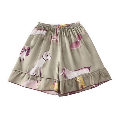 

Women Summer Thin Section Elastic Waist Loose Casual Cute Cartoon Print Anti-light Silk Pajama Comfortable Sleep Shorts -XL